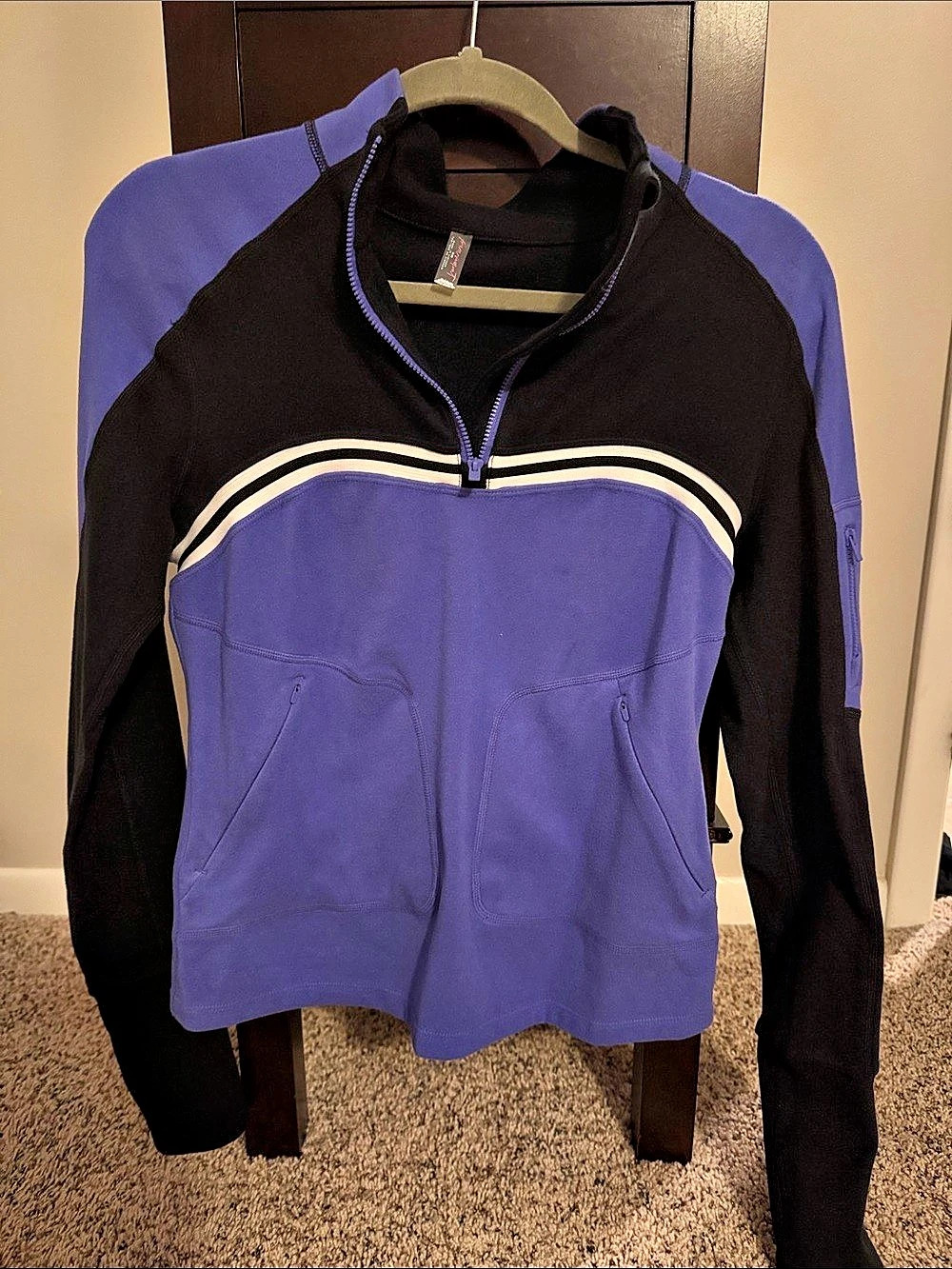Free People Hike Haven Quarter Zip in Purple & Black Like New - Medium